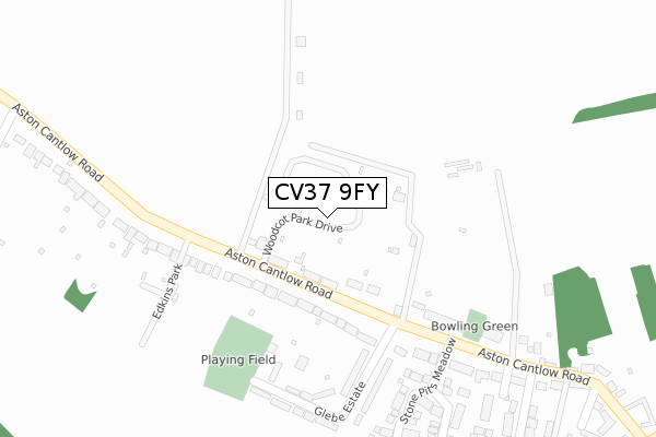 CV37 9FY map - large scale - OS Open Zoomstack (Ordnance Survey) CV37 9FY map - large scale - OS Open Zoomstack (Ordnance Survey)