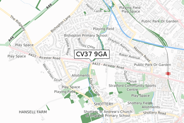 CV37 9GA map - small scale - OS Open Zoomstack (Ordnance Survey) CV37 9GA map - small scale - OS Open Zoomstack (Ordnance Survey)