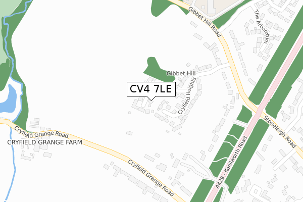 CV4 7LE map - large scale - OS Open Zoomstack (Ordnance Survey)