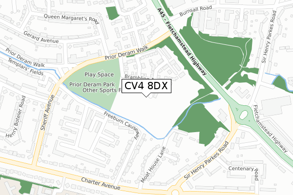 CV4 8DX map - large scale - OS Open Zoomstack (Ordnance Survey)