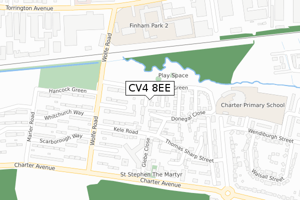 CV4 8EE map - large scale - OS Open Zoomstack (Ordnance Survey)