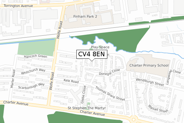 CV4 8EN map - large scale - OS Open Zoomstack (Ordnance Survey)