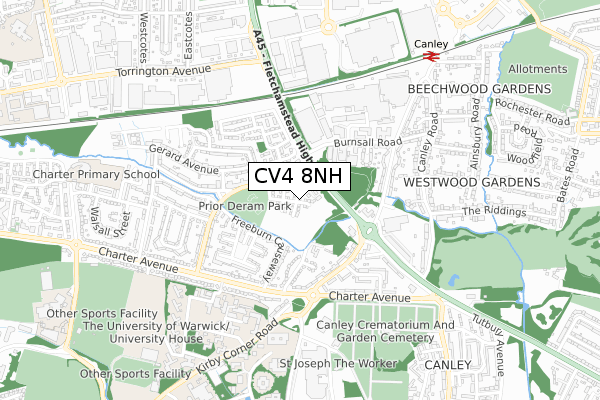 CV4 8NH map - small scale - OS Open Zoomstack (Ordnance Survey) CV4 8NH map - small scale - OS Open Zoomstack (Ordnance Survey)