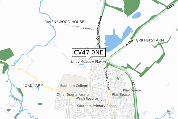 CV47 0NE map - small scale - OS Open Zoomstack (Ordnance Survey)