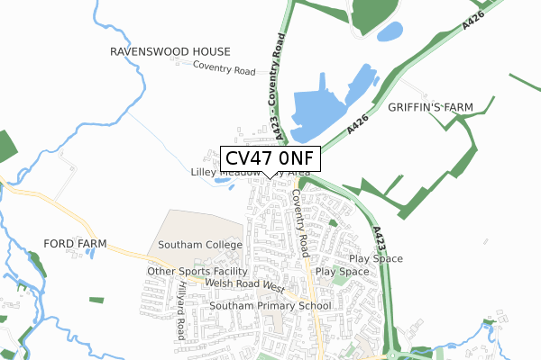 CV47 0NF map - small scale - OS Open Zoomstack (Ordnance Survey)