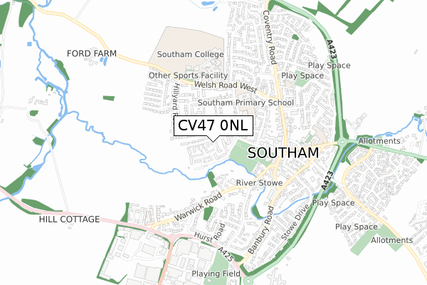 CV47 0NL map - small scale - OS Open Zoomstack (Ordnance Survey)