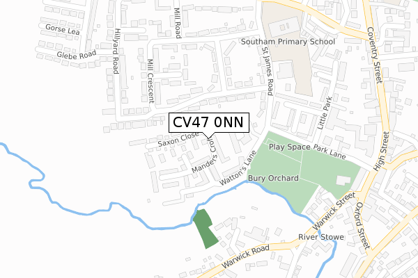 CV47 0NN map - large scale - OS Open Zoomstack (Ordnance Survey)