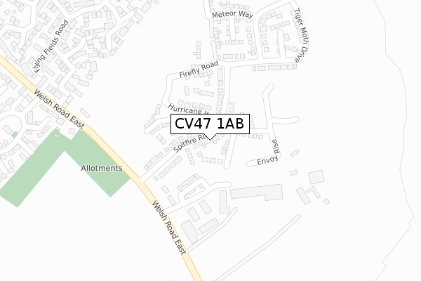 CV47 1AB map - large scale - OS Open Zoomstack (Ordnance Survey)