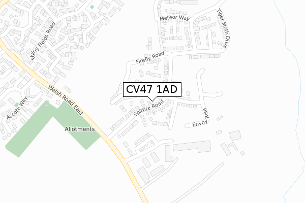 CV47 1AD map - large scale - OS Open Zoomstack (Ordnance Survey)