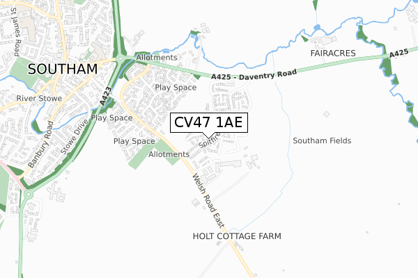 CV47 1AE map - small scale - OS Open Zoomstack (Ordnance Survey)