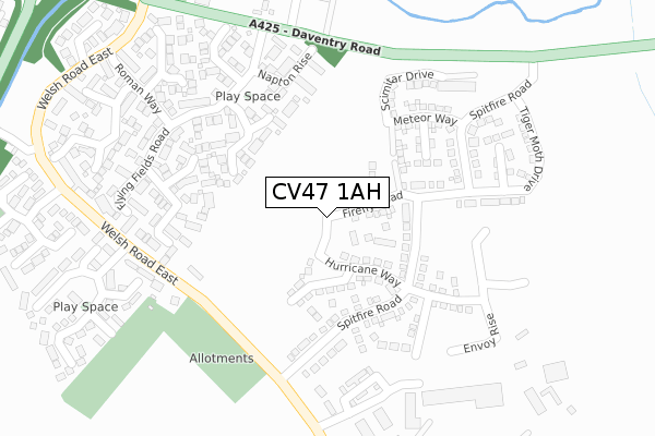 CV47 1AH map - large scale - OS Open Zoomstack (Ordnance Survey)