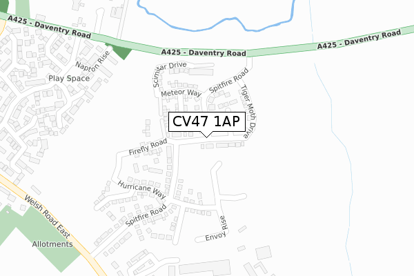 CV47 1AP map - large scale - OS Open Zoomstack (Ordnance Survey)