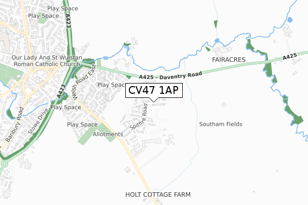 CV47 1AP map - small scale - OS Open Zoomstack (Ordnance Survey)