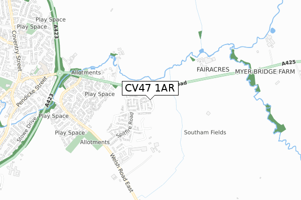 CV47 1AR map - small scale - OS Open Zoomstack (Ordnance Survey)