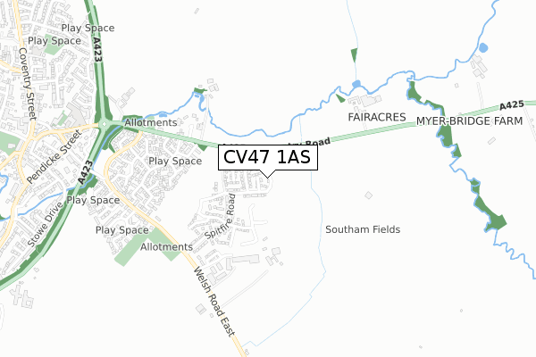 CV47 1AS map - small scale - OS Open Zoomstack (Ordnance Survey)