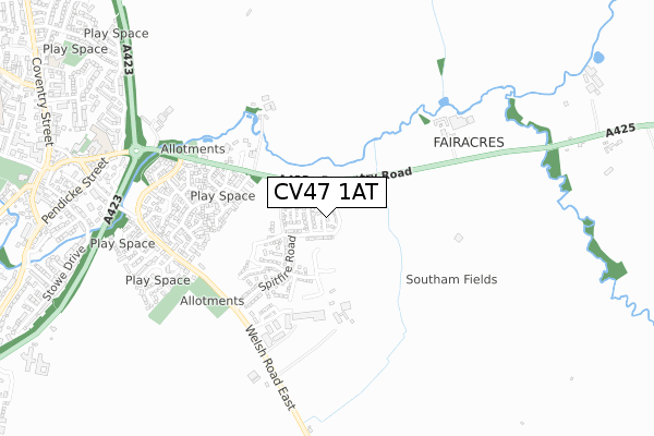 CV47 1AT map - small scale - OS Open Zoomstack (Ordnance Survey)