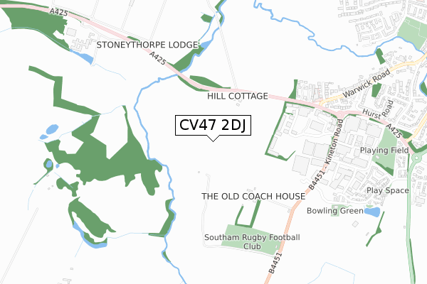 CV47 2DJ map - small scale - OS Open Zoomstack (Ordnance Survey)
