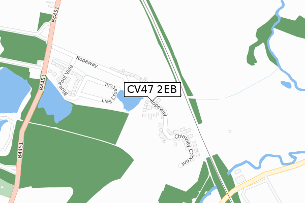 CV47 2EB map - large scale - OS Open Zoomstack (Ordnance Survey)