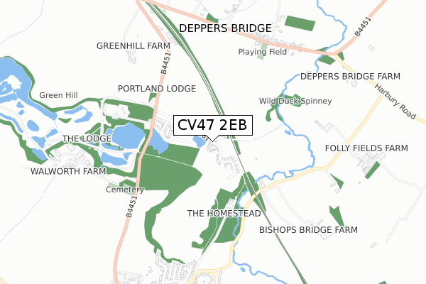 CV47 2EB map - small scale - OS Open Zoomstack (Ordnance Survey)