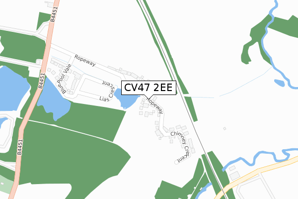 CV47 2EE map - large scale - OS Open Zoomstack (Ordnance Survey)