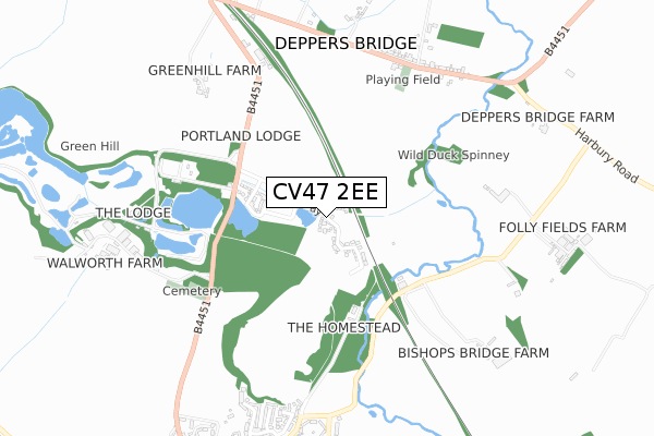 CV47 2EE map - small scale - OS Open Zoomstack (Ordnance Survey)