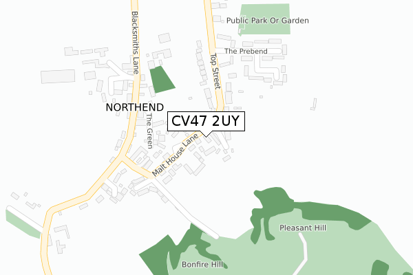 CV47 2UY map - large scale - OS Open Zoomstack (Ordnance Survey)