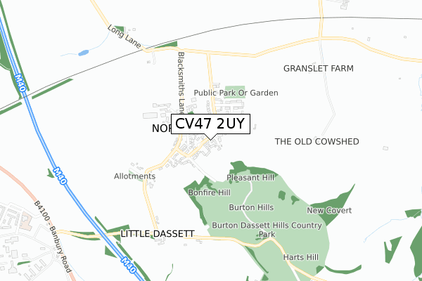 CV47 2UY map - small scale - OS Open Zoomstack (Ordnance Survey)