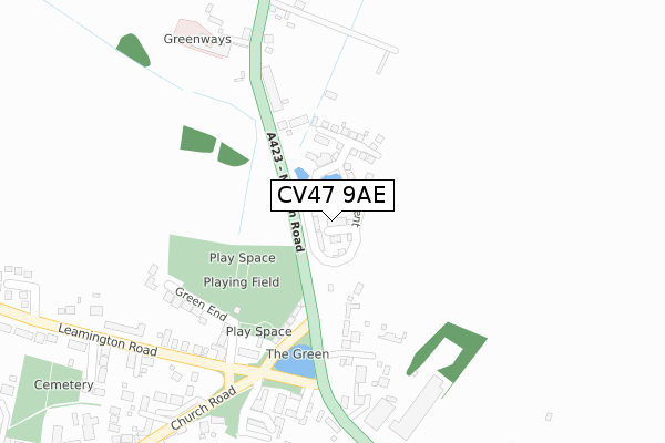 CV47 9AE map - large scale - OS Open Zoomstack (Ordnance Survey)