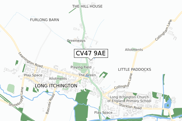 CV47 9AE map - small scale - OS Open Zoomstack (Ordnance Survey)