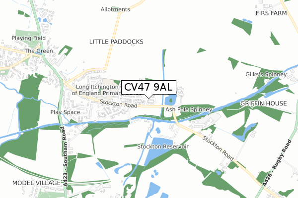 CV47 9AL map - small scale - OS Open Zoomstack (Ordnance Survey)
