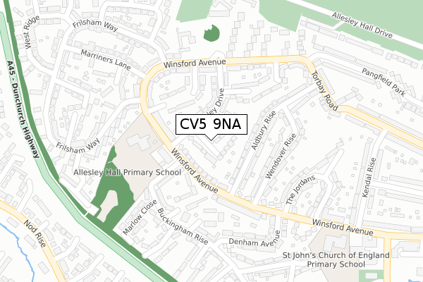 CV5 9NA map - large scale - OS Open Zoomstack (Ordnance Survey)