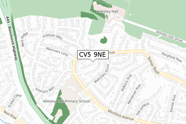CV5 9NE map - large scale - OS Open Zoomstack (Ordnance Survey)