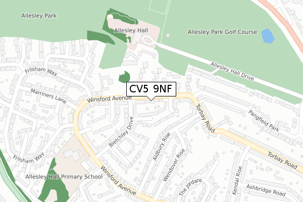 CV5 9NF map - large scale - OS Open Zoomstack (Ordnance Survey)