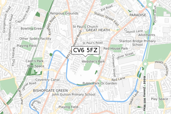 CV6 5FZ map - small scale - OS Open Zoomstack (Ordnance Survey) CV6 5FZ map - small scale - OS Open Zoomstack (Ordnance Survey)