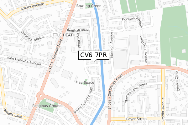 CV6 7PR map - large scale - OS Open Zoomstack (Ordnance Survey)