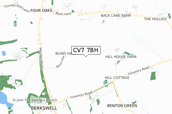 CV7 7BH map - small scale - OS Open Zoomstack (Ordnance Survey) CV7 7BH map - small scale - OS Open Zoomstack (Ordnance Survey)
