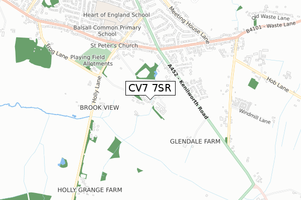 CV7 7SR map - small scale - OS Open Zoomstack (Ordnance Survey)