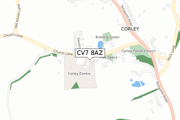 CV7 8AZ map - large scale - OS Open Zoomstack (Ordnance Survey)