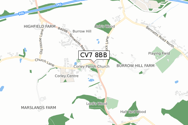 CV7 8BB map - small scale - OS Open Zoomstack (Ordnance Survey)