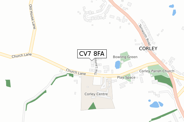 CV7 8FA map - large scale - OS Open Zoomstack (Ordnance Survey)