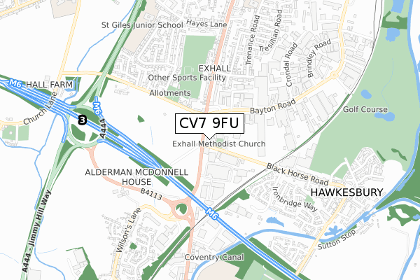 CV7 9FU map - small scale - OS Open Zoomstack (Ordnance Survey)