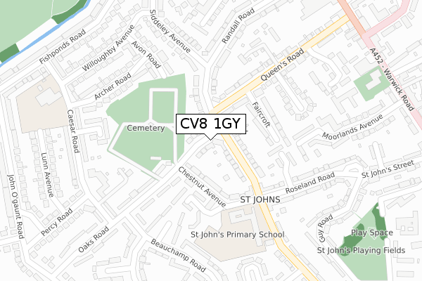 CV8 1GY map - large scale - OS Open Zoomstack (Ordnance Survey) CV8 1GY map - large scale - OS Open Zoomstack (Ordnance Survey)