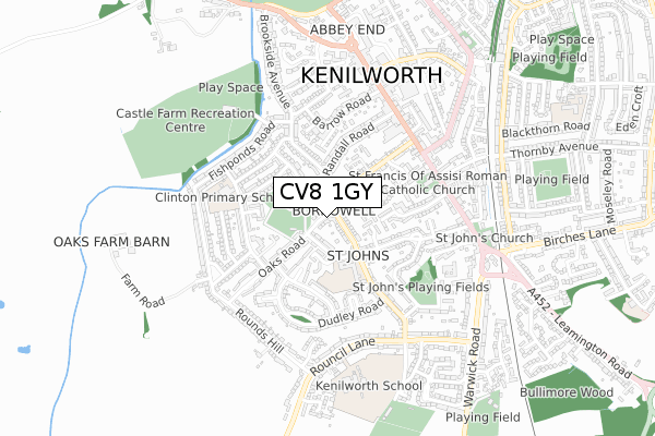 CV8 1GY map - small scale - OS Open Zoomstack (Ordnance Survey) CV8 1GY map - small scale - OS Open Zoomstack (Ordnance Survey)