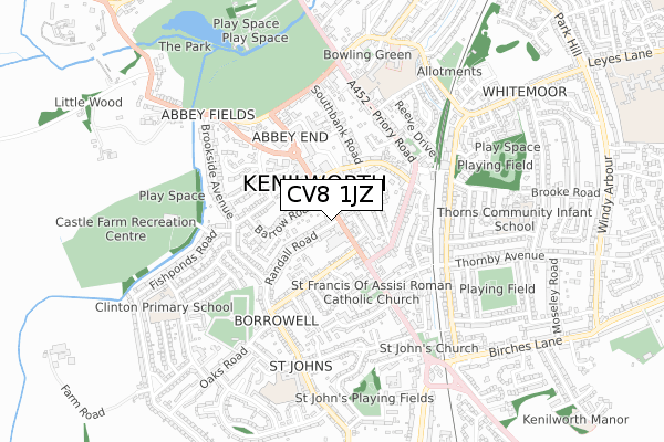CV8 1JZ map - small scale - OS Open Zoomstack (Ordnance Survey) CV8 1JZ map - small scale - OS Open Zoomstack (Ordnance Survey)