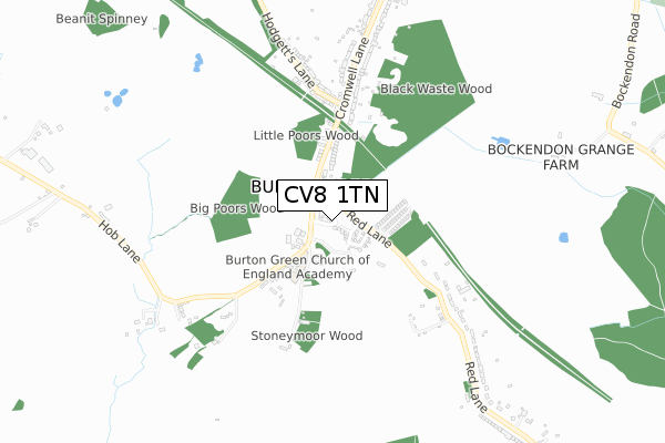 CV8 1TN map - small scale - OS Open Zoomstack (Ordnance Survey) CV8 1TN map - small scale - OS Open Zoomstack (Ordnance Survey)