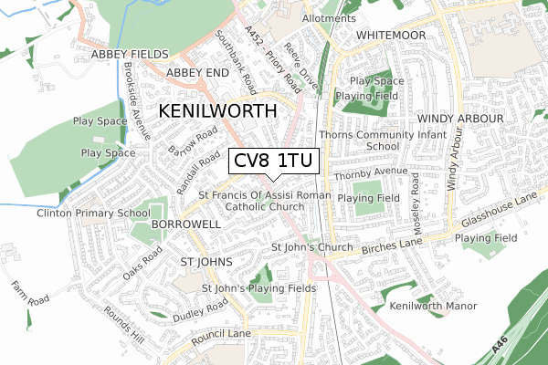 CV8 1TU map - small scale - OS Open Zoomstack (Ordnance Survey) CV8 1TU map - small scale - OS Open Zoomstack (Ordnance Survey)