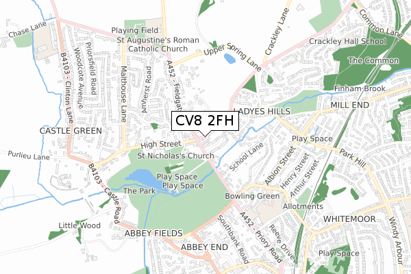 CV8 2FH map - small scale - OS Open Zoomstack (Ordnance Survey) CV8 2FH map - small scale - OS Open Zoomstack (Ordnance Survey)