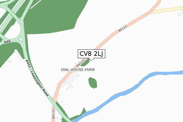 CV8 2LJ map - large scale - OS Open Zoomstack (Ordnance Survey)