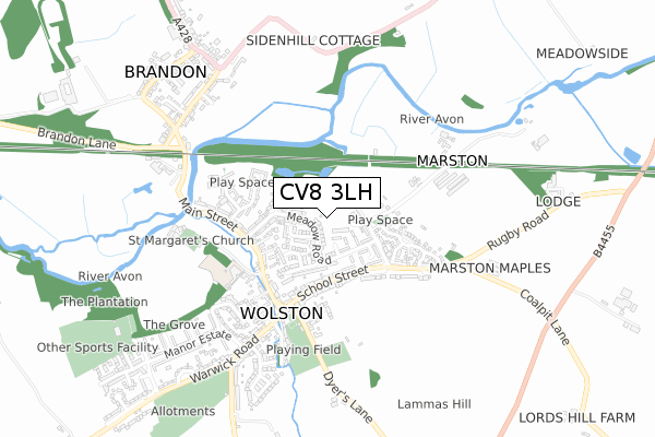CV8 3LH map - small scale - OS Open Zoomstack (Ordnance Survey) CV8 3LH map - small scale - OS Open Zoomstack (Ordnance Survey)