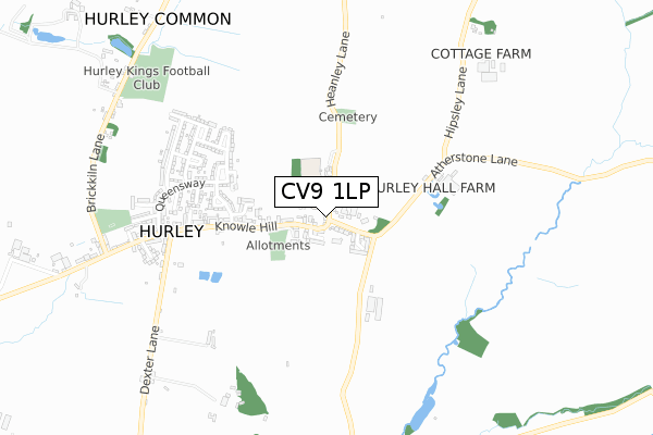 CV9 1LP map - small scale - OS Open Zoomstack (Ordnance Survey)